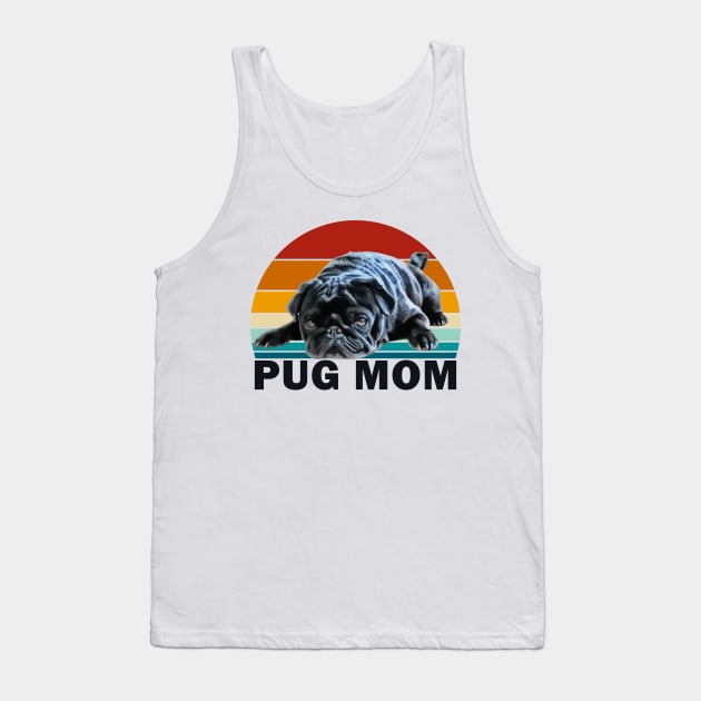 Black Pug Mom Tank Top by Fusti